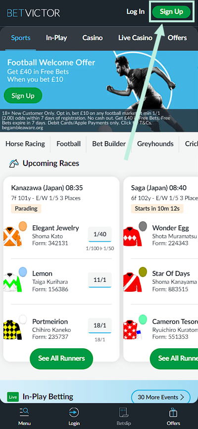 Registration BetVictor