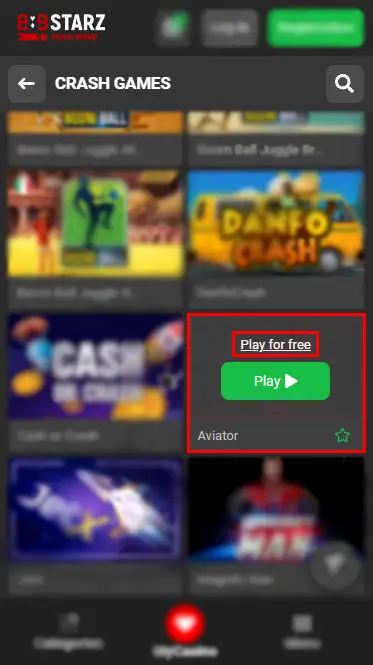 888Starz Aviator Play for Free Button
