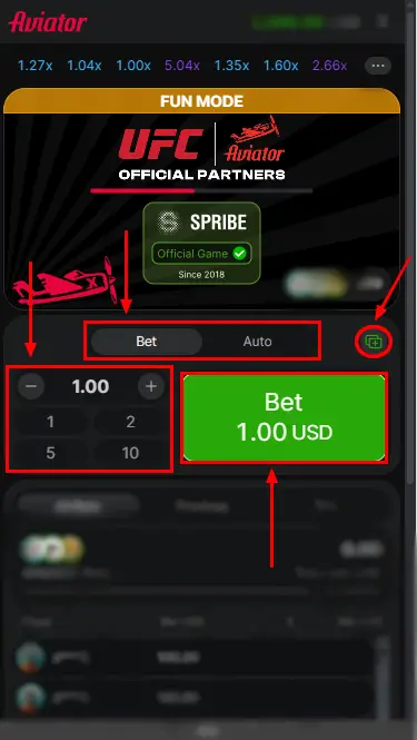 888Starz Aviator Placing Bets