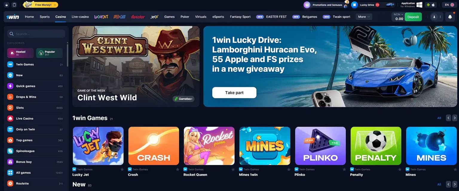 1win Casino games in Nigeria