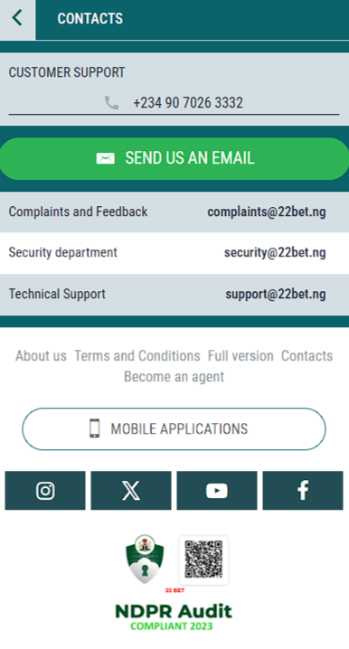 22bet customer number