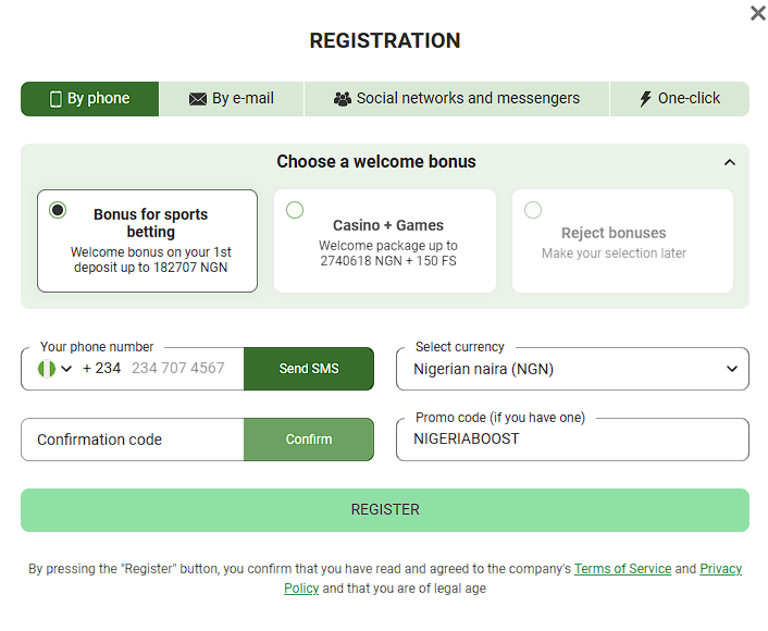 linebet nigeria registration form