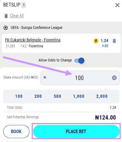 Place a bet