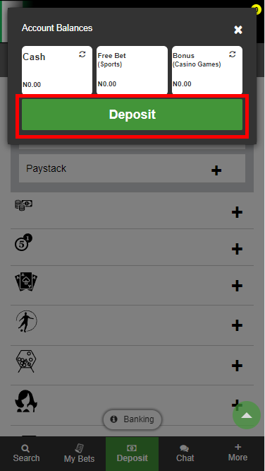 Betway Deposit Button