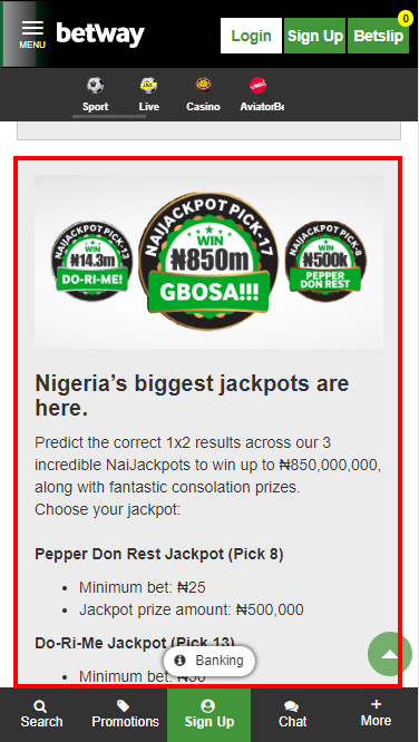 Guess the results of the games and get a chance to win up to 850,000,000 ₦