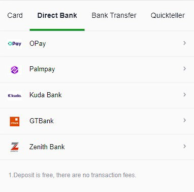 Deposit via Direct Bank in Sportybet