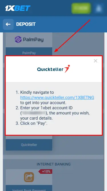 1xBet Self-Service Terminals Form