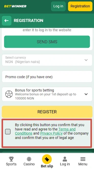 Betwinner Registration