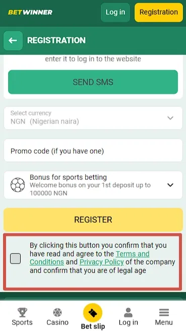 Betwinner Registration