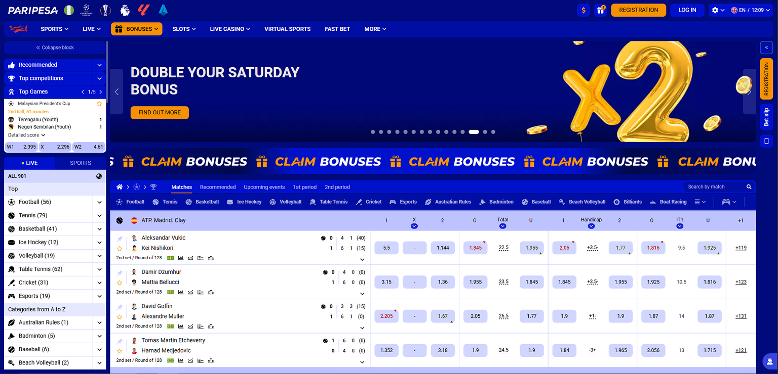 Paripesa Nigeria sign up form