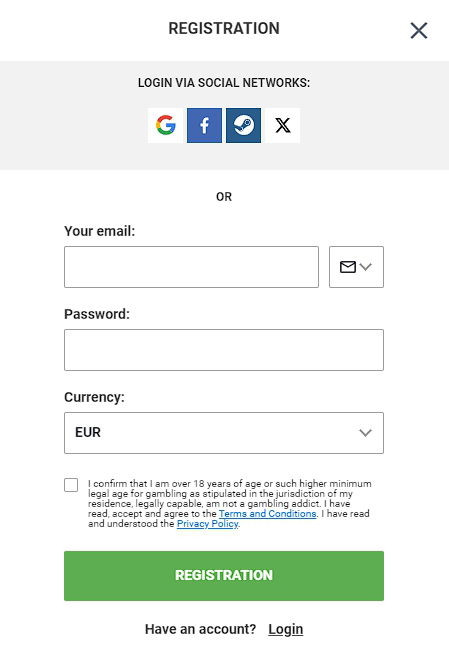 registration form Ggbet