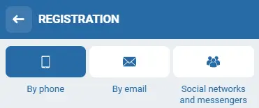 1xBet in app registration