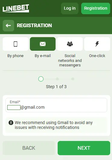 Linebet email registration steps Nigeria