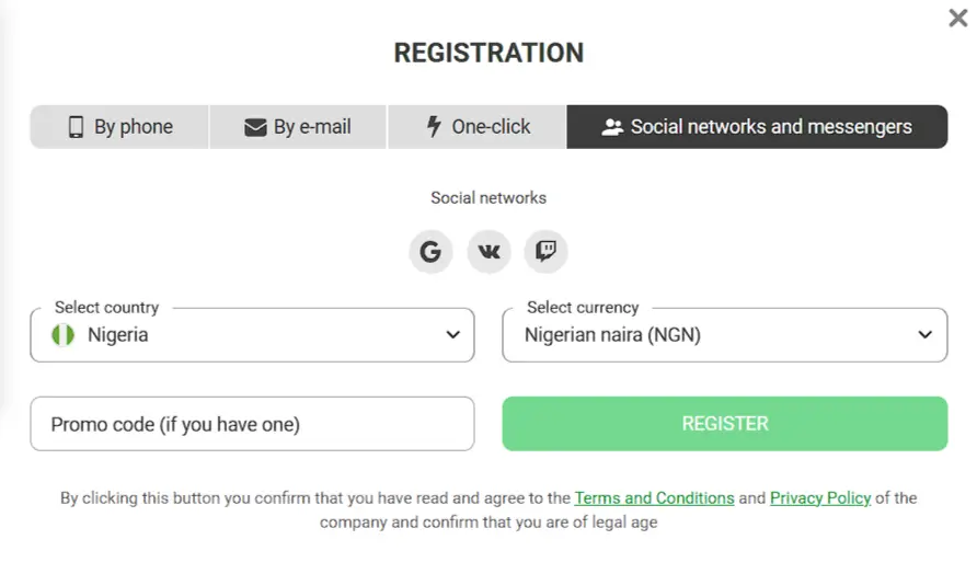 888Starz sign up via social media