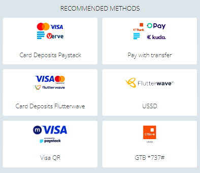 Recommended payment methods