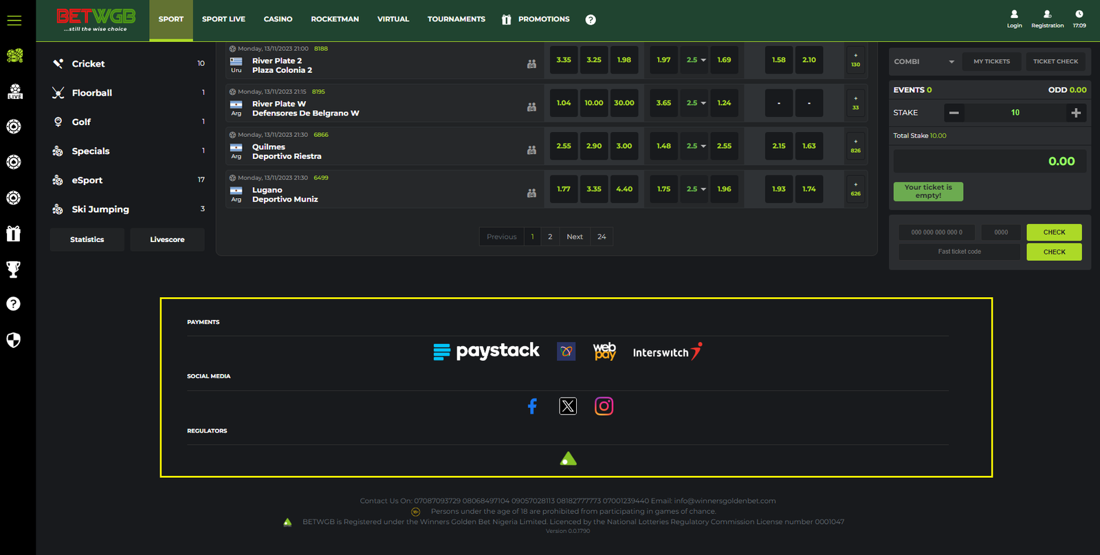 Bottom menu WGB