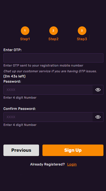 The fourth step of Starbet registration