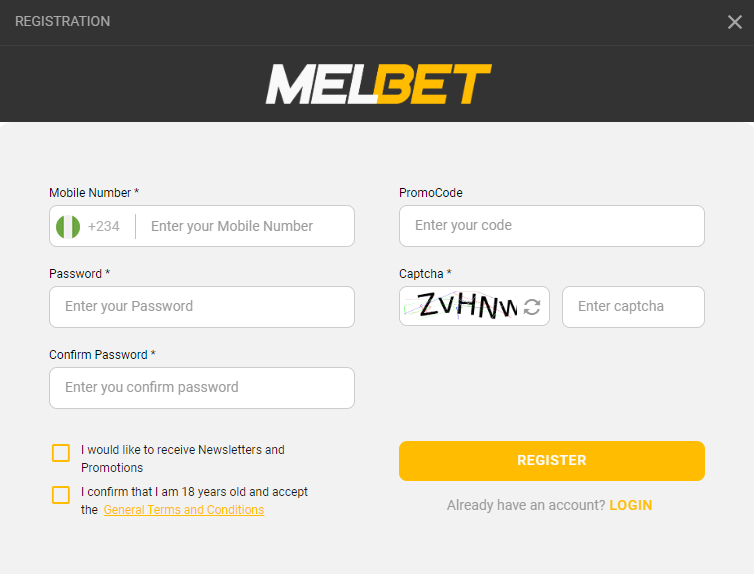 Malbet Registration Form