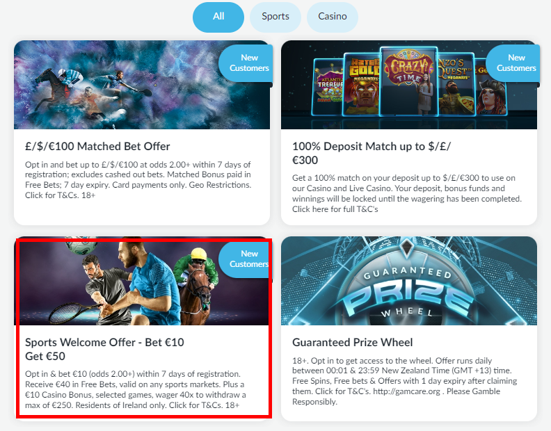 Welcome Bonus Bet β¬10 BetVictor