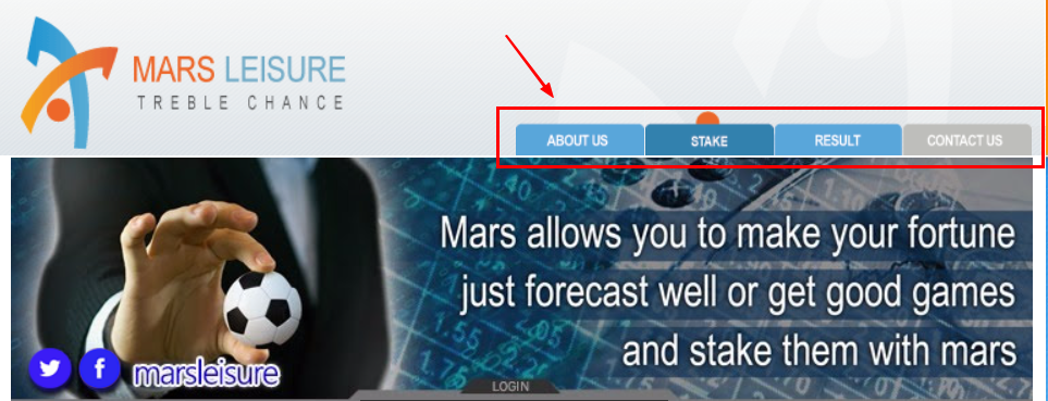 Marsleisure top menu bar