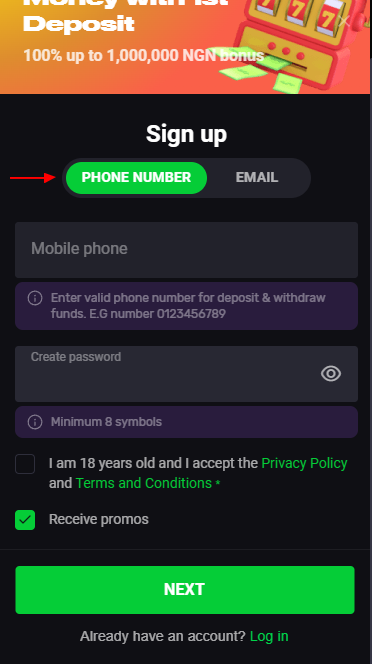 Registration by phone number