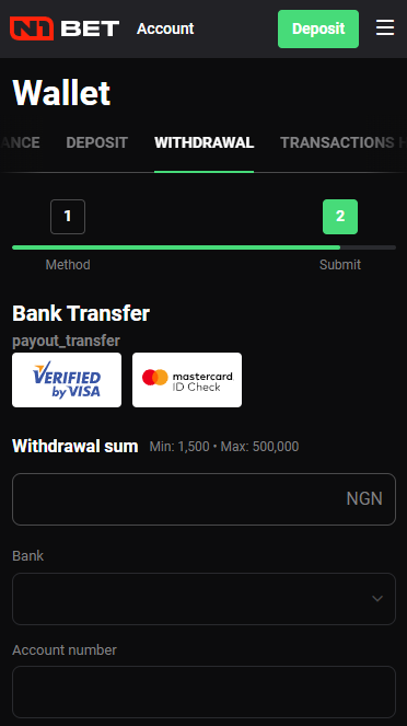 Withdrawing money with Bank Transfer