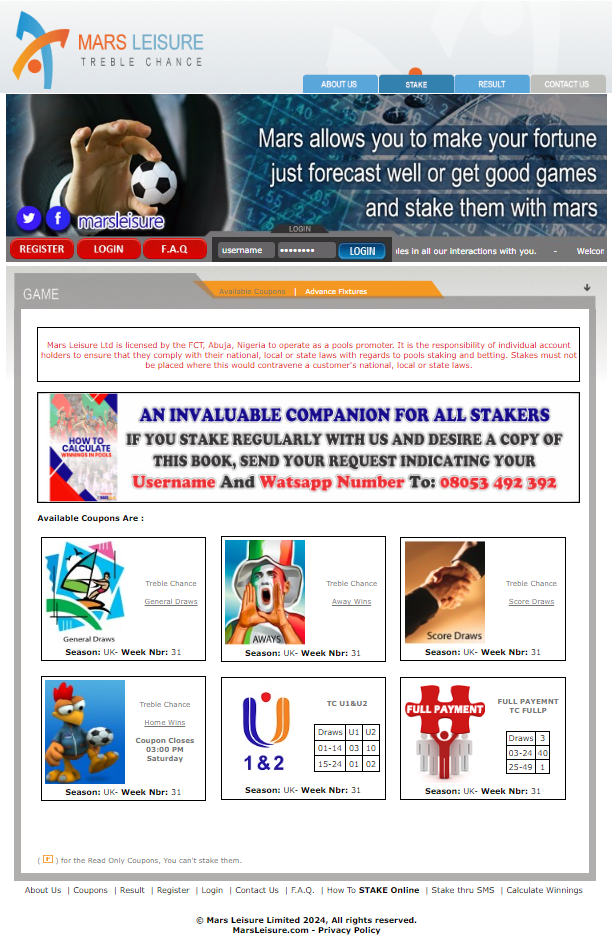 marsleisure advance fixtures today