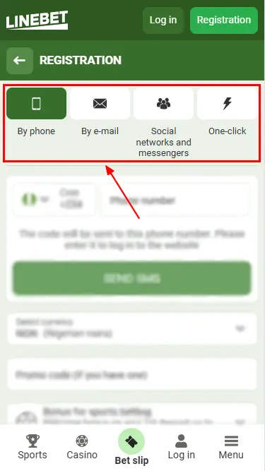 Linebet Registration Methods in the App