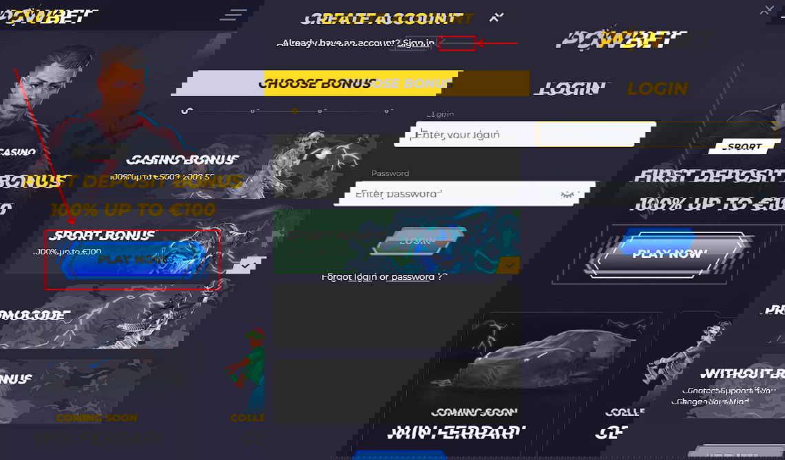 Login on Powbet