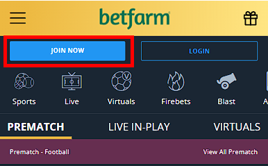 Registration on Betfarm
