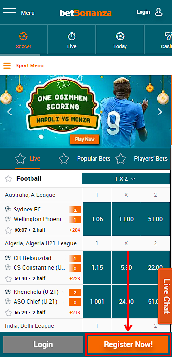 Registration on betBonanza