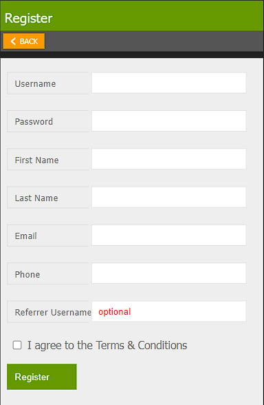 Registration form