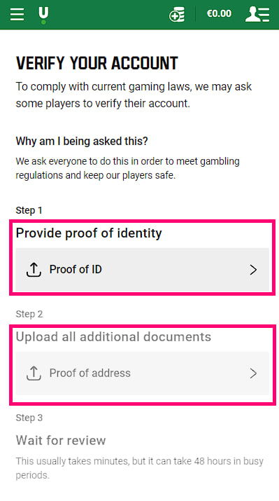 Unibet verify account