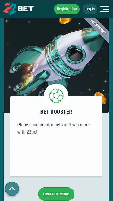 22bet Accumulator Bonus