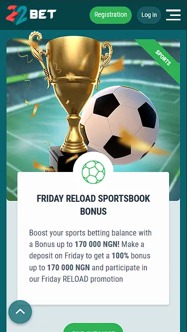 22bet Reload Bonus