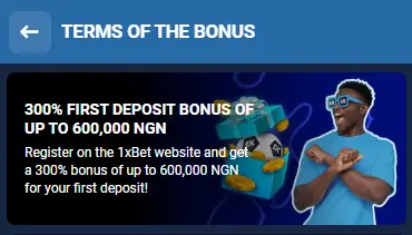 1xBet sports welcome bonus Nigeria