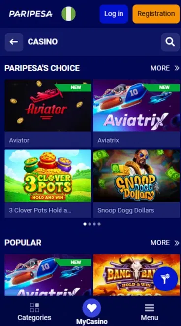 Paripesa Nigeria Mobile Version