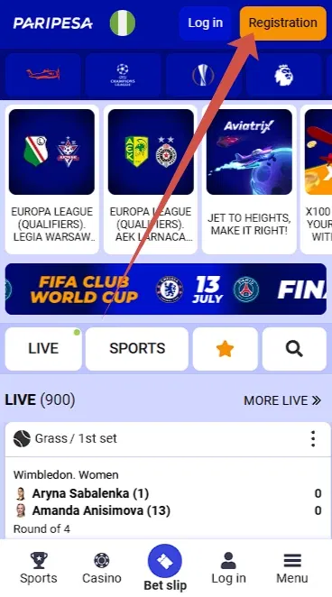 Create a Paripesa account in Nigeria