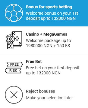 Welcome bonus Megapari