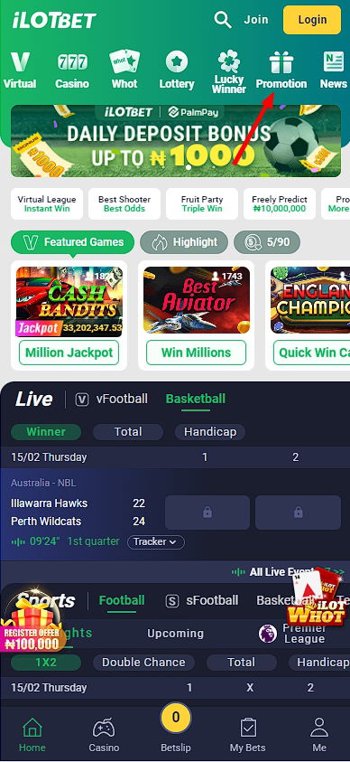 Promotions section mobile version