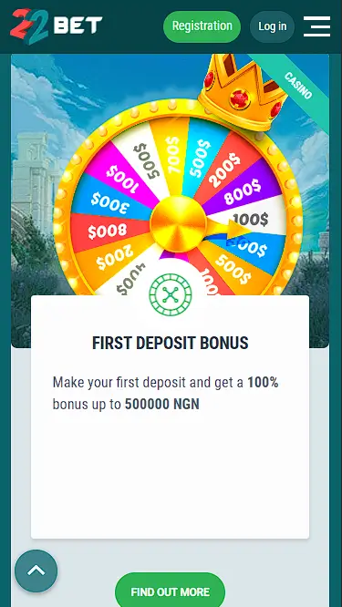 How to get 22bet casino welcome bonus?