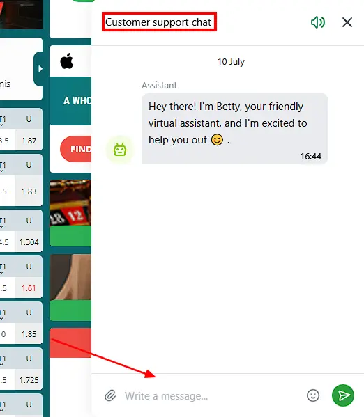 How to contact 22bet support chat?