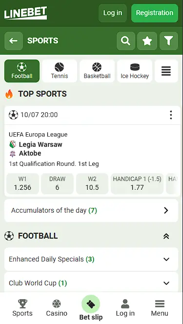 linebet football betting