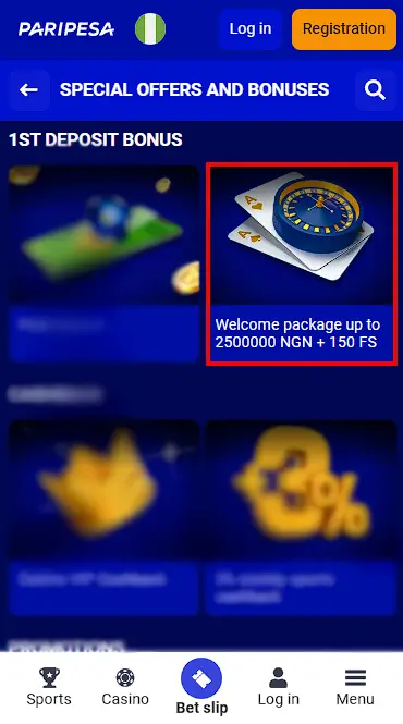 paripesa casino bonus