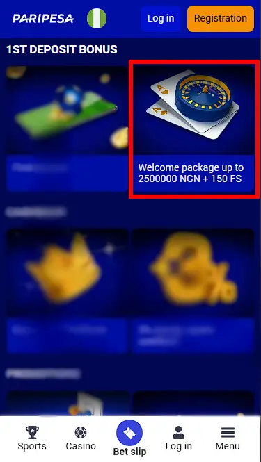 PariPesa Welcome Bonus for Casino