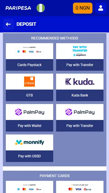 PariPesa Deposit Page