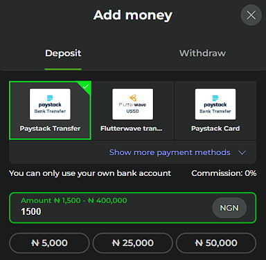 deposit and withdraw