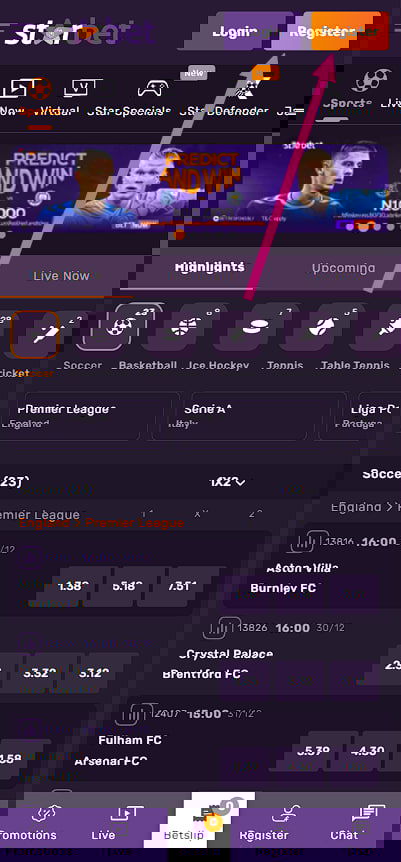 How to register at Starbet