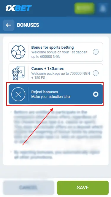 1xBet Reject Bonuses