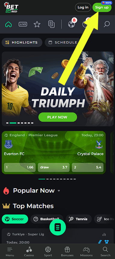 Bonus for registration at BetOnRed